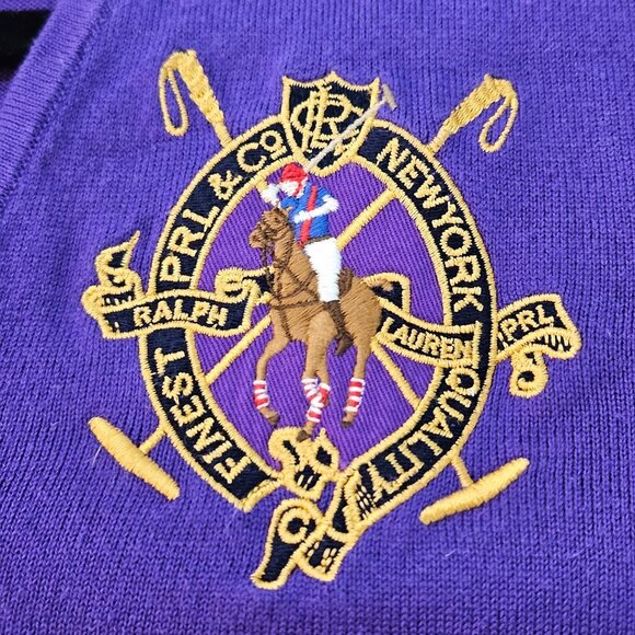 Ralph Lauren Sport Purple Sweater Large Embroidered Logo, Italian Pima Cotton - Picture 2 of 10